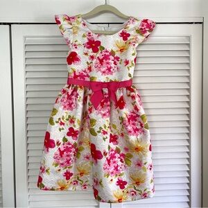 Floral Pink and White Kids Dress